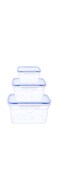FEELINGS Plastic Clip Lock Food Containers, 3-Piece Set, Airtight Lids, BPA-Free, Microwave, Freezer and Dishwasher Safe, Stackable