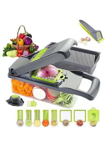 AWH Vegetable Chopper 12 in 1 Veggie Spiralizer with Garlic Crush - Veg+Choper+6-AWH