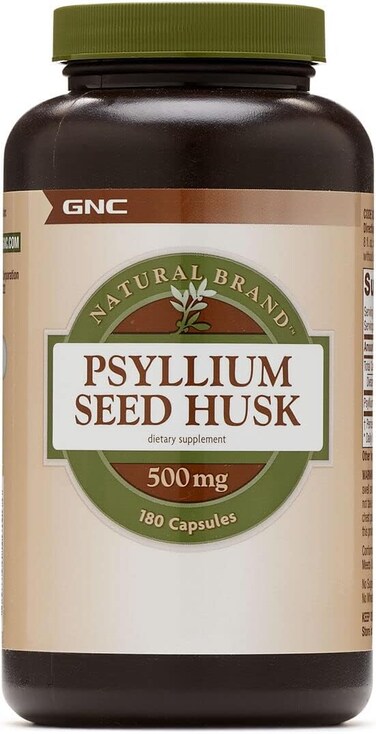 GNC Natural Brand Psyllium Seed Husk 500mg, 180 Capsules, Supports Digestive Health