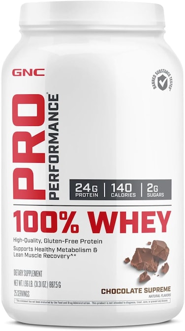 GNC Pro Performance 100% Whey Protein Powder - Chocolate Supreme, 25 Servings, Supports Healthy Metabolism and Lean Muscle Recovery