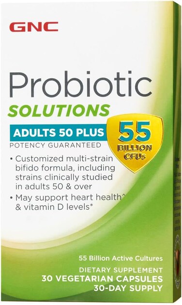 GNC Probiotic Solutions Adults   Customized Vegetarian Formula for Adults 50+, Supports Digestive and Immune Health   30 Capsules