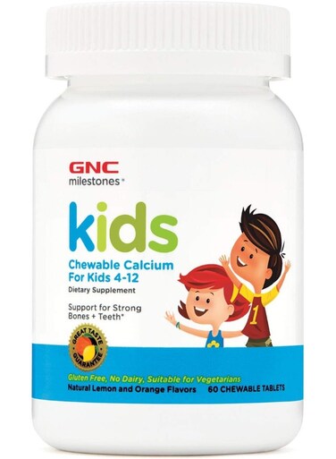 GNC Milestones Kids Chewable Calcium, 60 Tablets, Supports Strong, Healthy Bones And Teeth