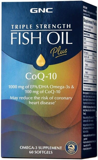 GNC Triple Strength Fish Oil Plus Coq-10 Nutritional Supplement