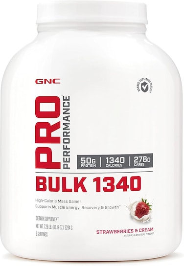 GNC Pro Performance Bulk 1340, Strawberries and Cream, 3.2kg, Supports Muscle Energy, Recovery and Growth