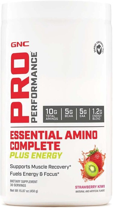 GNC Pro Performance Essential Amino Complete Plus Energy, Strawberry Kiwi, 15.9 oz, Supports Muscle Recovery