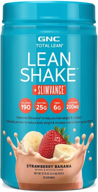 GNC Total Lean Lean Shake + Slimvance - Strawberry Banana, 20 Servings, Weight Loss Protein Powder with 200mg of Caffeine