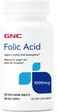 GNC Folic Acid 1000mcg   Supports Healthy Fetal Development   Required for Proper Red Blood Cell Formation   Vegetarian Formula