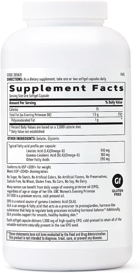 GNC WOMEN&#39;S Evening Primrose Oil 1300mg (180 Softgels)