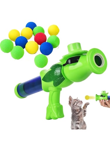 AGELAIDE Cat Ball Launcher Toy Gun, 43pcs 1.2" EVA Balls with Launcher Set, Cat Ball Shooter for Training, Funny Interactive Cat Toys for Bored Indoor,Adult and Cute Kitten Gift (Multiple emission)