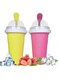 MAGA ZONE 2 Pcs Slushie Maker Cup   Magic Quick Frozen Smoothies Cup   Double Layer Squeeze Cup for Homemade Milkshakes &amp; Ice Cream   DIY Cooling Cup for Family (Yellow + Red)