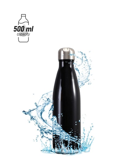 Stainless Steel Vacuum Insulated Water Bottle Cola Shape Bottle Keep 12 Hours Cold Hot Reusable Metal Leak-Proof Sports Flask Black 28*8*9cm