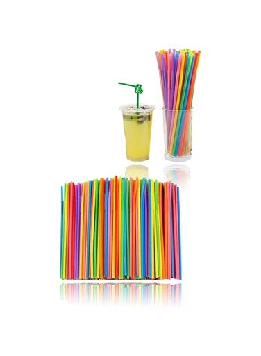 Sweet seven 300 Colorful Individually Wrapped Bendy Straws - Disposable 10.2" Long, 0.23'' Diameter, BPA-Free