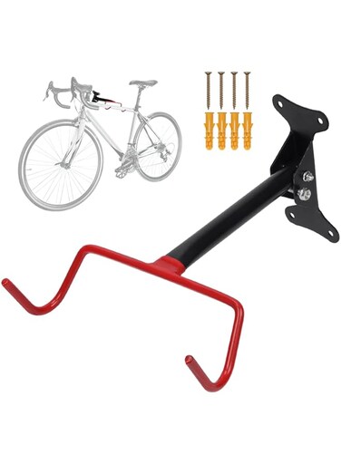 Glarks 1 Pack Bike Wall Mount Hanger, Horizontal Bike Rack, Foldable Bicycle Storage, Adjustable Bike Hook, Cycling Wall Mounted Holder Hook for Garage Indoor Shed