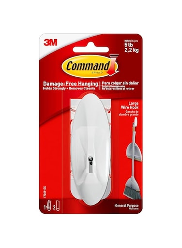 Command Wire Hook with Strips - Large, White