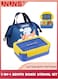 Bento Lunch Box For Kids Adults,5-in-1 Lunch Box With Insulated Lunch Bag And Utensil Set,Leakproof 3 Compartments Lunchbox,Microwave Safe,Reusable On-the-Go Meal,Snack Packing,Blue 1400ml
