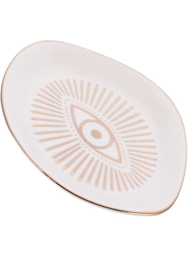 Azonee Ceramic Eye Shape Ring Dish, Evil EyeJewelry Plate Key Ashtary Trinket Plate Bowl Organizer Tray Key Holder, Jewelry Plate as Concrete Home, Coffee Table D&eacute;cor, Gifts for Woman, Mom, Friends