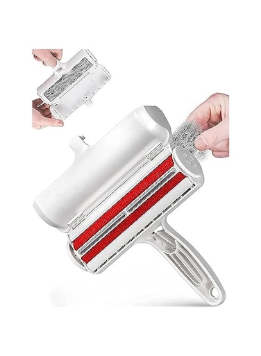 ALMEKAQUZ Pet Hair Remover Roller,Reusable Lint Roller for Dog and Cat Fur,Dog and Cat Fur Remover with Self Cleaning Base,Efficient Animal Hair Removal Tool for Furniture,Couch,Carpet,Clothing(White)