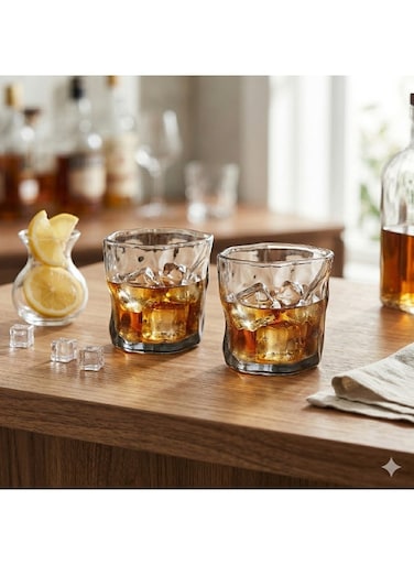 Whiskey Glass 260mL, Set of 2 Irregular Shape Glasses
