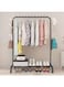 CHIC Garment Cloth Rack Stand Clothing Rod Hatstand Single Rail With Side Hook Bottom Storage 110Cm Long For Shoes Clothes Jacket Umbrella Hats Scarf Handbags
