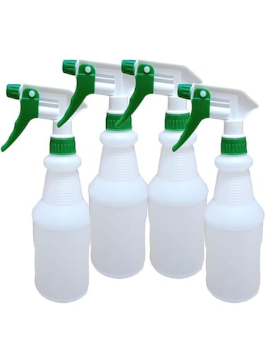 LACOT Spray Bottles 750 ml (25oz) with colored triggers refillable empty HDPE Plastic Spray Bottles for Cleaning/Gardening/saloons etc. leak Proof Heavy Duty Water Bottles 4 pcs/Pack (GREEN)