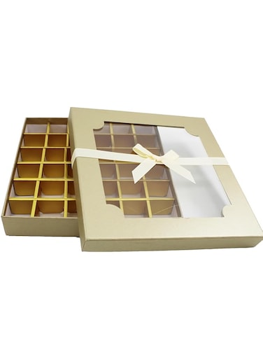 Chocolate Box and Durable Storage for Chocolates Candies and Treats Perfect for Gifting Parties and Special Occasions Strong Compact Design with Organized Compartments (Golden, 36 sections)