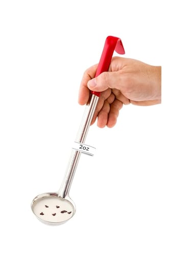 Stainless Steel Serving Ladle, Serving Spoon - Heavy Duty, Commercial Grade - Red Handle - 2 Oz - 1Ct Box - Met Lux - Restaurantware