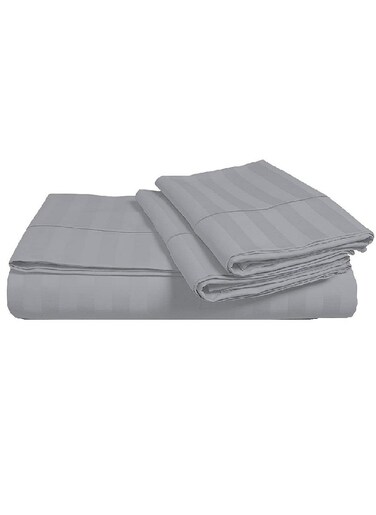 Cotton Single Striped Fitted Elastic Pack of 2 Bedsheet 90x190+15cm