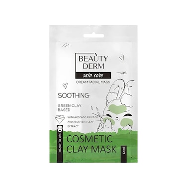 قناع الوجه بالطين الأخضر المهدئ مع زيت فاكهة الأفوكادو ومستخلص أوراق الصبار