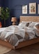 Home King Size 6 pieces set (1 Duvet cover - 220*240cm, 1 Fitted sheet - 200*200cm+30cm, 4 Pillow cases - 50*75cm.).Bedding set, Simply geometric print, brown with grey.