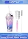 Plastic Tumblers with Lids &amp; Straws -Space Odyssey Cup Set Creative Cups Kit with Adorable Print Reusable Eco-friendly Water Cup with Cleaning Sponge Brush for Kids &amp; Adults