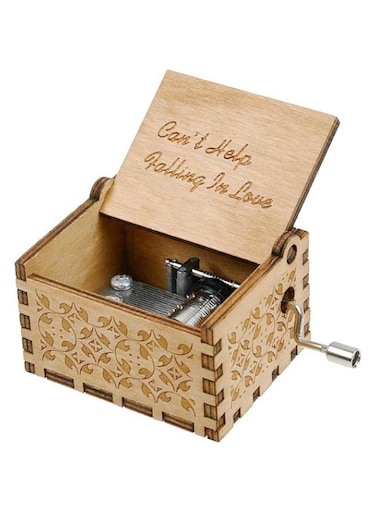 Wood Music Box, Antique Engraved Musical Boxes Case for Birthday Present Kid Toys Hand-Operated (Can't Help Falling in Love)