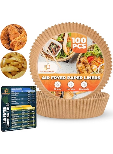 Air Fryer Disposable Paper Liner - 100 PCS 6.3 inch Air Fryer Liners, Non Stick Airfryer Liners, Air Fryer Liners Disposable for Baking, Air Fryer Parchment Paper Liners