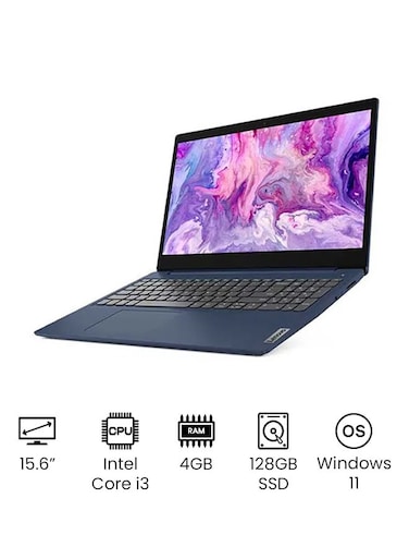 Lenovo Ideapad 3 Laptop With 15.6-Inch Full HD Display, 11th Gen Core i3-1115G4 Processor, 4GB RAM, 128GB SSD, Integrated Graphics, Windows 11, English, Abyss Blue - International Version