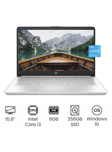 HP 14-DQ2089WM Laptop With 14-Inch HD Display, 11th Gen Core i3-1115G4 Processor, 8GB RAM, 256GB SSD, Integrated Graphics, Windows 10, English, Silver - International Version