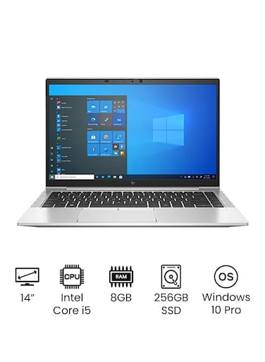HP EliteBook 840 G8 With 14-Inch Full HD Display, Intel Core i5 Processor, 8GB RAM, 256GB SSD, Intel Intergrated Graphics, Windows 10, English, Silver - International Version
