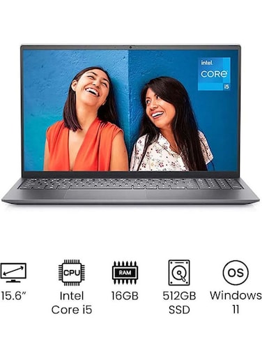Dell Inspiron 5510 Profesional with 15.6-Inch Full HD Display, Core i5-11300H Processor, 16GB RAM, 512GB SSD, Intel Iris Xe Graphics, Windows 11, English/Arabic, Silver - International Version