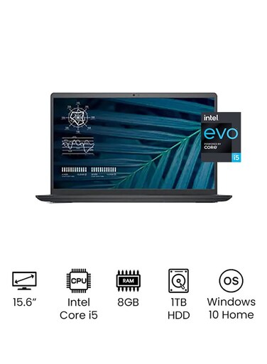 Dell Vostro 3510 Laptop With 16-Inch Full HD Display 11th Gen Intel Core i5-1135G7, 1TB HDD, 8GB RAM, Intel Intergrate Graphices, Windows 10 Home, English, Black - International Version