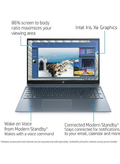 HP 2023 Slim Pavilion Touchscreen Laptop 15.6-Inch Display, Core i7-1255U, 64GB RAM, 2TB NVMe SSD, 2GB NVIDIA GeForce MX550 Graphics Crad, Windows 11 Pro, English/Arabic, Blue - International Version