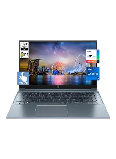 HP 2023 Slim Pavilion Touchscreen Laptop 15.6-Inch Display, Core i7-1255U, 64GB RAM, 2TB NVMe SSD, 2GB NVIDIA GeForce MX550 Graphics Crad, Windows 11 Pro, English/Arabic, Blue - International Version