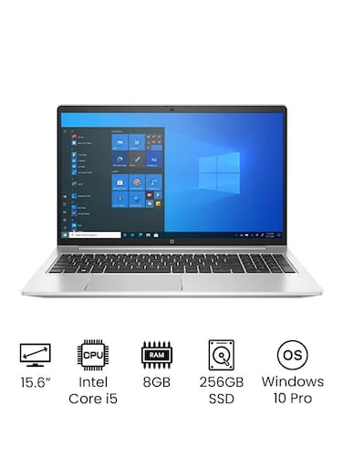 HP ProBook 450 G8 Business Laptop With 15.6-Inch Full HD Display, Core i5-1135G7 Processor, 8GB RAM, 256GB SSD, Intel Iris Xe Graphics, English, Silver - International Version