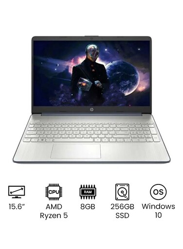 HP 15-EF2126WM Laptop With 15.6-Inch Full HD Display, AMD Ryzen 5 5500U Processor, 8GB RAM, 256GB SSD, AMD Radeon Graphics, Windows 10, English, Spruce Blue - International Version