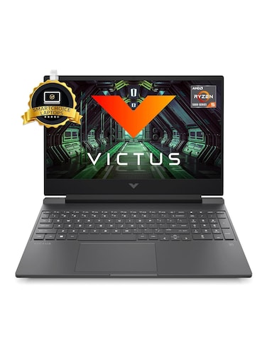 HP 2023 Victus AMD Ryzen 5-5600H 15.6 Inch FHD Gaming Laptop, 16GB RAM, 1TB SSD, 4GB Nvidia Geforce RTX 2050 Graphics Card 144Hz, Backlit KB, Windows 11, English/Arabic, Grey - International Version