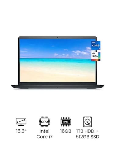 Dell 2022 Inspiron 15 3000 Series 3511 Laptop, 15.6-Inch Full HD Touch Screen Display, 11th Gen Intel Core i7-1165G7, 16GB RAM, 512GB SSD + 1TB HDD, English/Arabic, Black - International Version