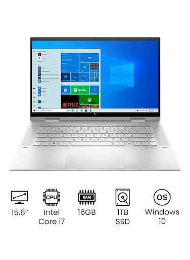 HP 15-es0003ca 2-In-1 X360 Convertible Laptop With 15.6 Inch FHD Display, Core i7-1165G7 Processor, 16GB RAM, 1TB SSD, Intel Iris Xe Graphics, Silver - International Version