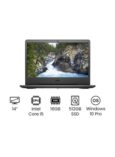Dell Vostro 3400 Laptop With 14-Inch Full HD Display, 11th Gen Core i5-1135G7 Processor, 16GB RAM, 512GB Nvme SSD, Intel Iris Graphics, Windows 10 Pro, English, Black - International Version