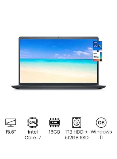 Dell 2022 Inspiron 15 3000 Series 3511 Laptop 15.6-Inch Full HD Touch Screen Display, 11th Gen Core i7-1165G7, 16GB RAM, 512GB SSD + 1TB HDD, Windows 11, English, Black - International Version