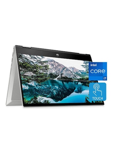 HP Pavilion x360 m Convertible 2 In 1 14-dy0142ne Laptop 14 Inch FHD, Intel Core i7-1165G7, 8GB RAM, 512GB SSD, Intel Iris Xe Graphics, DOS, English/Arabic, Natural Silver - International Version