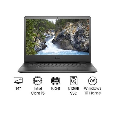 Dell Vostro 3400 Laptop With 14-Inch Full HD Display, 11th Gen Core i5 1135G7 Processor, 16GB RAM, 512GB SSD, Intel Iris Xe Graphics, Windows 10 Home, English, Black - International Version