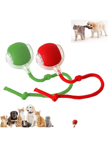 FEJYTOR 2pcs Interactive Cat Toy Rolling Ball Chewie Viral Dog Ball, Sports Carpet Toy, Interactive Automatic Ball Toy, Suitable for Large and Small Dogs and Cats (Red + Green)
