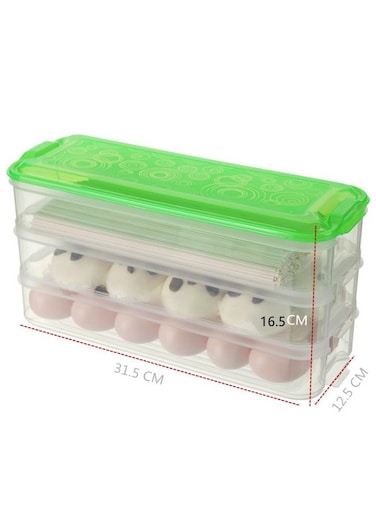 3 Layer Plastic Refrigerator Fridge Freezer Storage Box, Containers Bins Kitchen Cabinet Organizer, Stackable Boxes with Lids